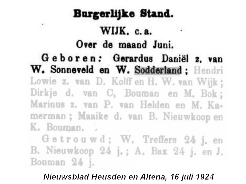 1924 BS geb ber Gerardus D zv W Sonneveld - W Sodderland